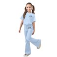 thumbnail image 2 of Tfken Girls Outfit Sets Bow Graphic Short Sleeve Tops With Flare-Leg Pants Set Summer Casual Toddler Classic Clothes Size 7-8 Years Blue, 2 of 4
