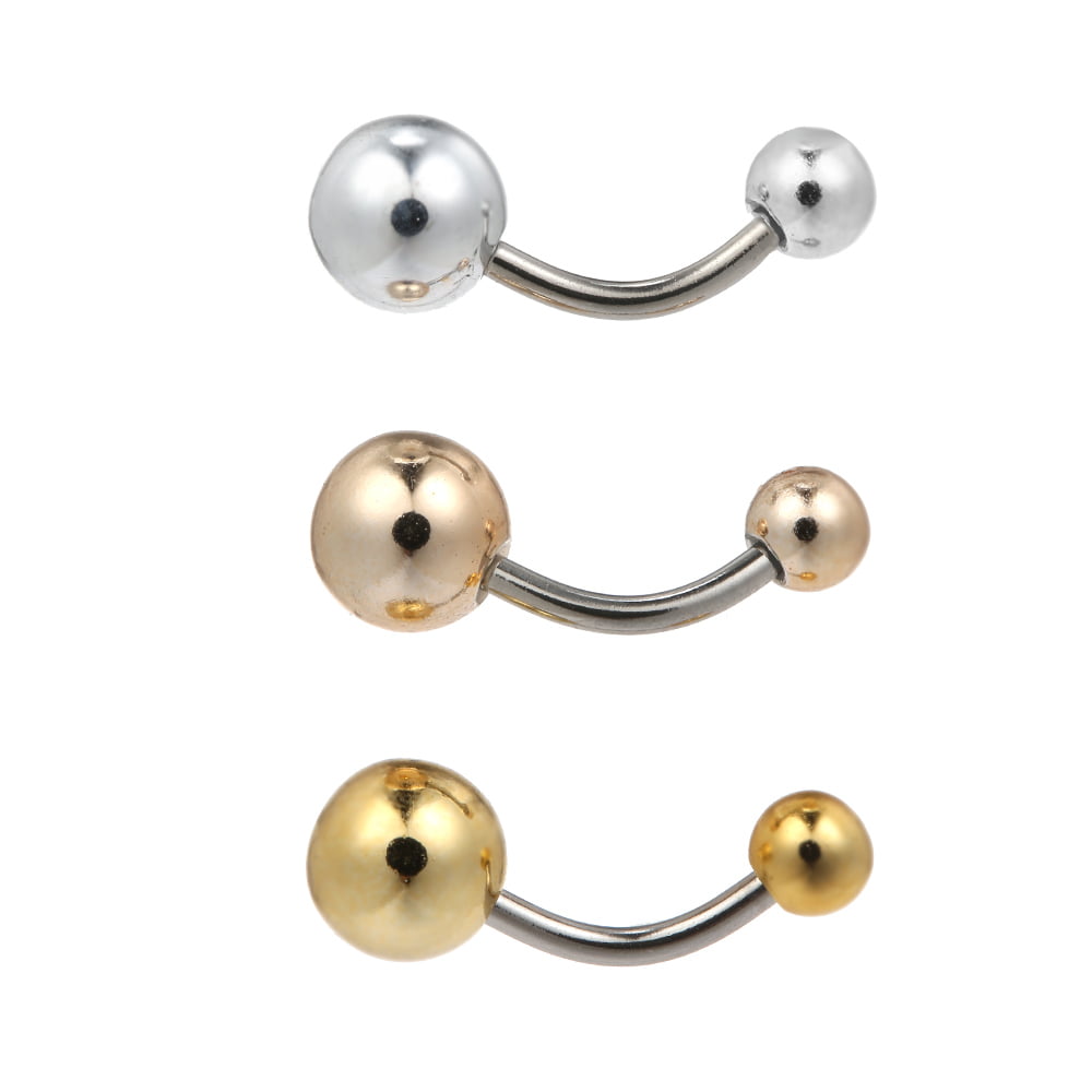 Anself 3pcs Stainless Steel Belly Button Rings Pregnancy Curved Tiny Navel Bars Navel Retainer