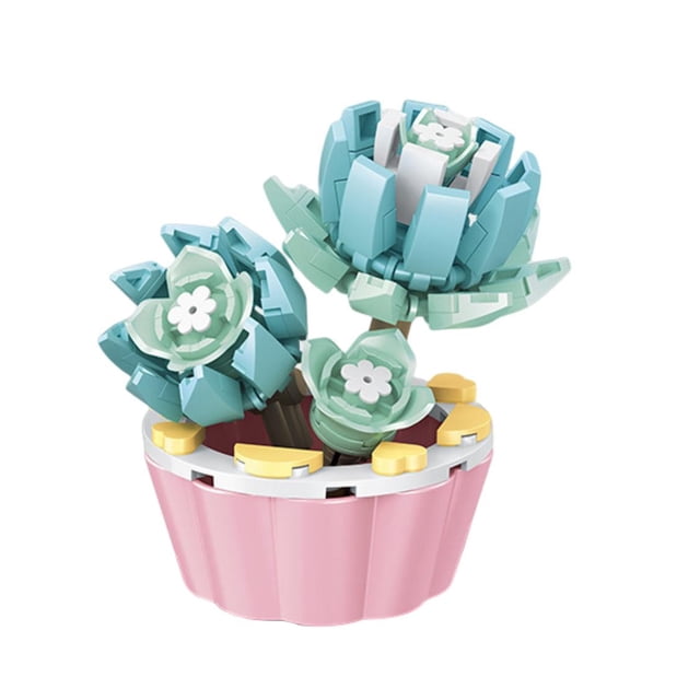 Bloques de construcción ZTGD Planta en maceta Multi-estilos Conjunto educativo DIY Bloques de construcción de escritorio Maceta Flor Suculenta Juguete Regalo para niñas