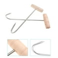 thumbnail image 4 of Jiandong Meat Hooks 2 Meat Hooks for Butchering, T-Shaped with Wood Handle - 12 inch Stainless Steel(11.42X3.94X3.15Inch), 4 of 10