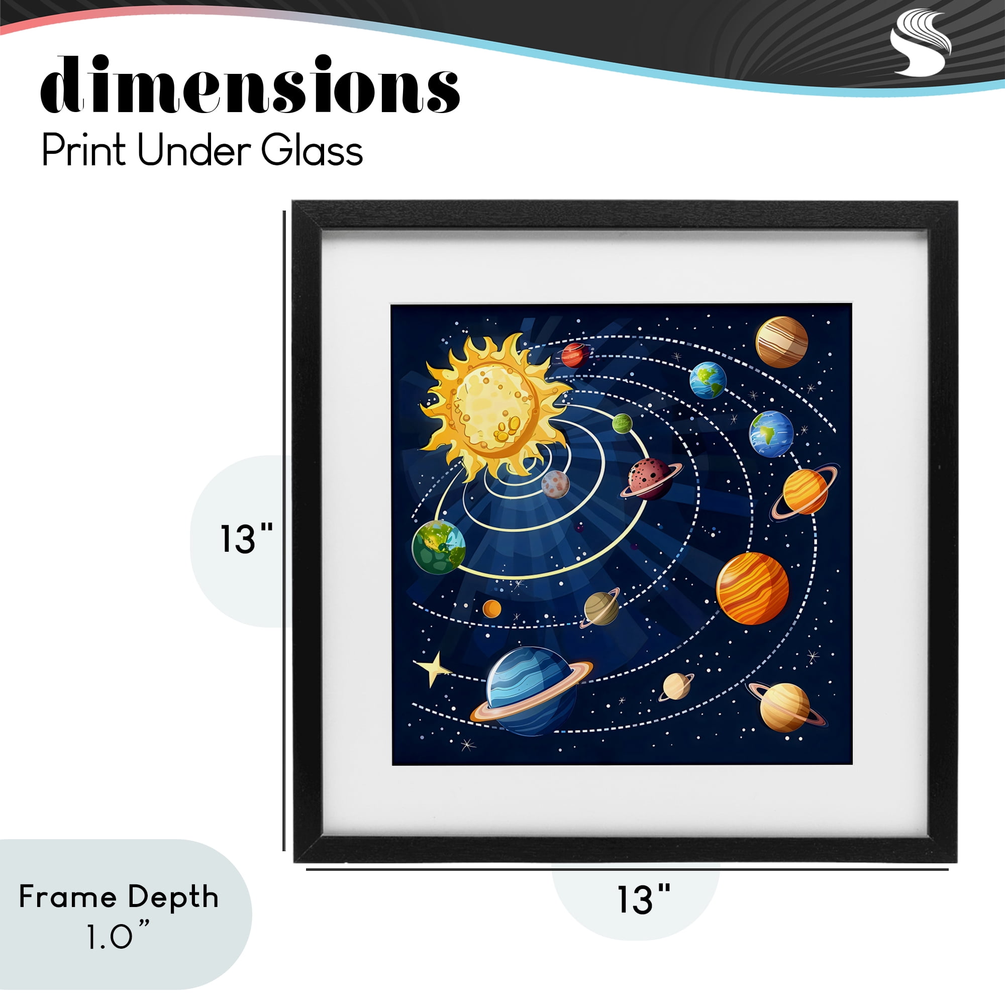 Stupell Industries Planets In Orbit Black Framed Print Under Glass, design by Creative Studio