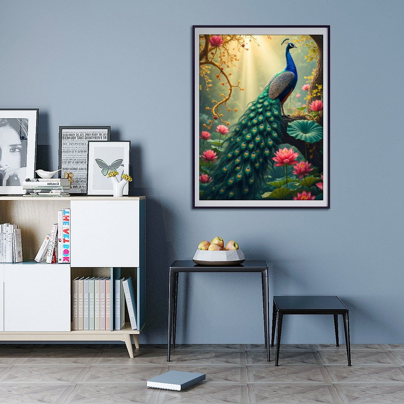 Diamond Art Kit for Adults, Peacock Garden Elegance Blossoms Diamond Painting for Adults Beginners, DIY Diamond Art Painting Kits, 5D Diamond Painting Crafts for Home Decor 12x16 Frameless