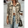 thumbnail image 3 of Leopard Print Shacket Jacket, Casual Button Front Turn Down Collar Long Sleeve Outerwear, Women's Clothing, 3 of 15