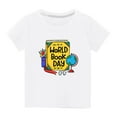 thumbnail image 2 of Zwiiyzr Summer Shirts for Girls and Boy Toddler Kids "World Book Day" Short Sleeve Round Neck Tee for 3-14 Years White, 2 of 4