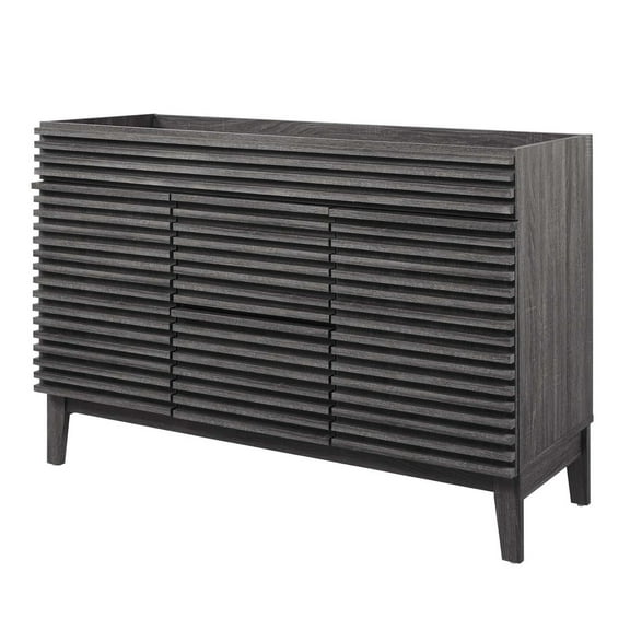 Vanity Cabinet (Sink not included), Dark Grey Gray, Wood, Mid Century Hotel Bedroom Bathroom, Modern Contemporary HB33353