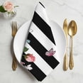 thumbnail image 2 of Pink Flowers Cloth Napkins, Spring Floral Butterflies Black White Striped Farmhouse Washable and Reusable Dinner Napkins Set of 2, Table Napkin for Kitchen Party Birthday Wedding Hotel 20"x20", 2 of 9