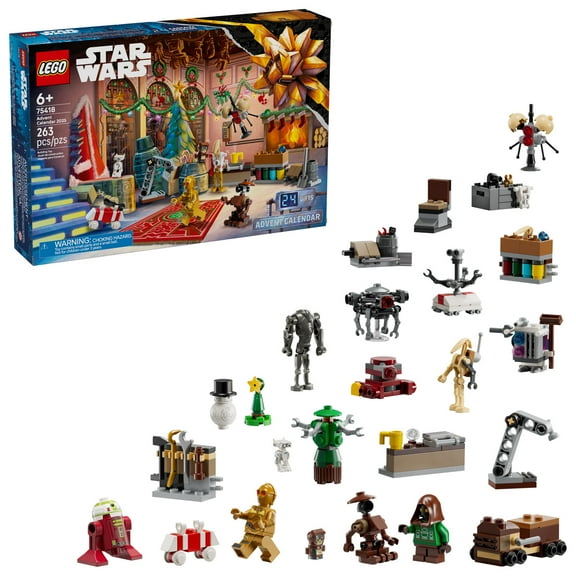 LEGO Star Wars Advent Calendar 2025 Kids Toy - Holiday Countdown Playset with 24 Toys for Boys & Girls, Ages 6  - Includes C-3PO & BB-8 Minifigures - Star Wars Gift Idea for Christmas - 75418