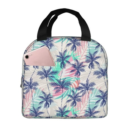 Insulated Lunch Bag for Women Men - Palm Leaves green Leakproof Cooler Lunch Box for Women Men  Lunch Tote Bags for Work School Picnic Travel