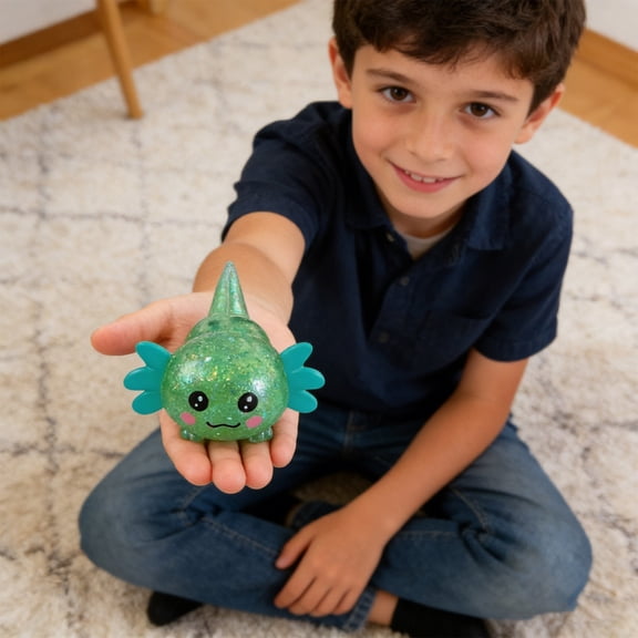 Colorful Sequined Squeeze Toy, Medium Axolotl Squeeze Toy, Salamander Funs Stress-relieving Toy, Soft Slow Rising Stress Relief Toy, Sensory Fidget Toys for Anxiety for Kids Youth Adults