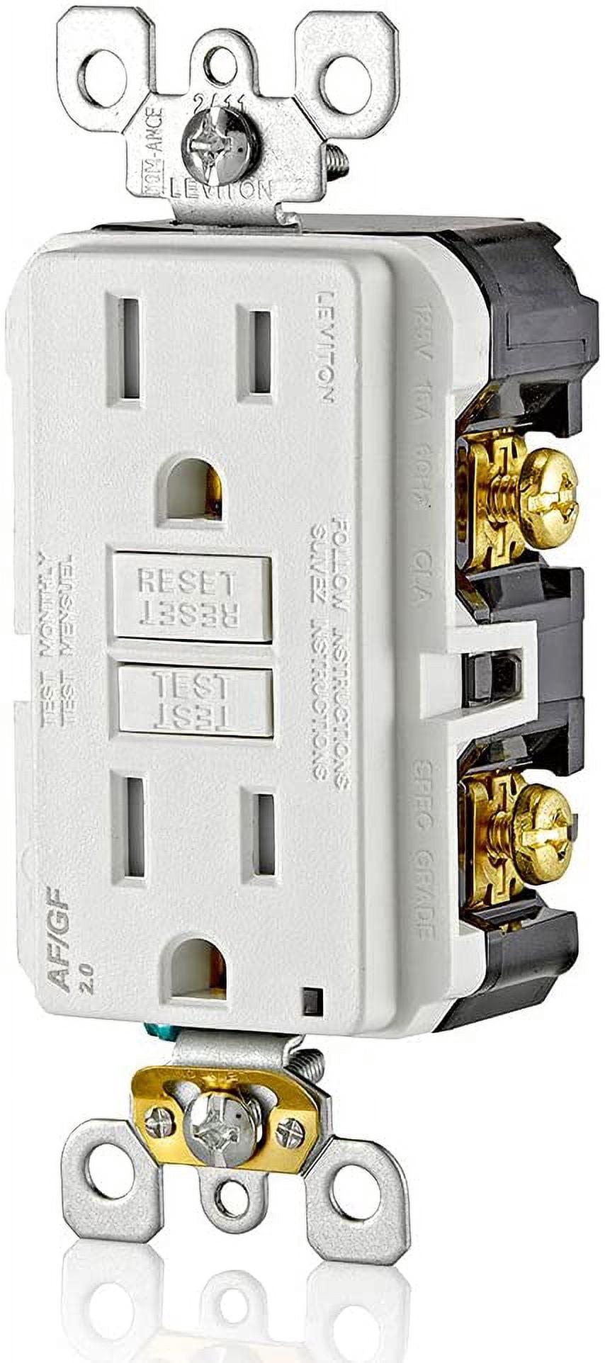 Leviton 112-AGTR1-00W 125V 15/20 AMP White SmartlockPro® Dual Function AFCI & GFCI Receptacle