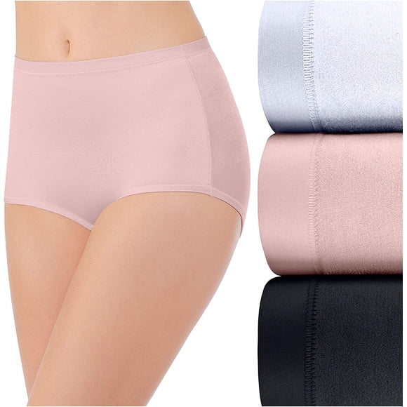 Vanity Fair Culottes Body Caress à Ajustement Flexible pour Femmes, Culotte-Lot de 3-Blanc/quartz/noir, 7