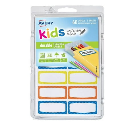 Avery(R) Durable Labels for Kids' Gear 41442, Assorted, 3/4