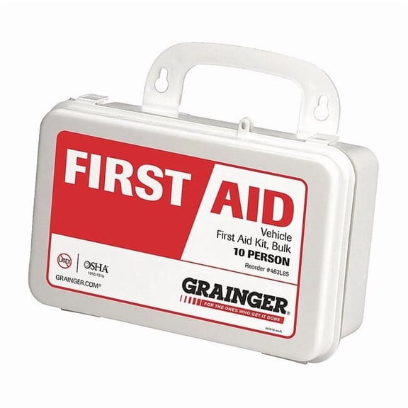First Aid Kit and Housing, Plastic 63 Components, 10 People Served 59308