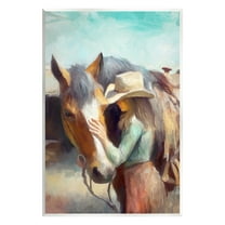 Stupell Industries Cowgirl Petting Horse Animals & Insects Painting Unframed Art Print Wall Art, 10 x 15