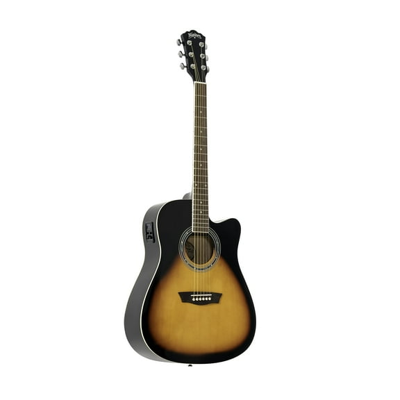 Washburn Vintage Series 6 String Acoustic-Electric Guitar, Right, Tobacco Sunburst (WA90CEVSB)