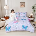 thumbnail image 4 of Homewish Flying Dragonflies Butterflies 3 Pieces Queen Comforter Set for Boys Girls,Spring Garden Ultra Soft Bedding Sets,Chic Flowers Bedding Comforter Set Breathable,Microfiber Bedroom Decor, 4 of 8