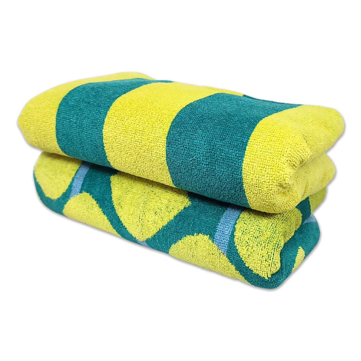 Kaufman - Premium 2-Pack Velour Oversized Double Jacquard Reversible 750 GSM Beach, Pool Towel, Plush Towel, 40in x 70in, Luxurious 100% Cotton (Green/PIN)