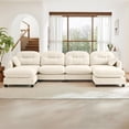 thumbnail image 3 of GAKMCIL 140" Loveseat Sofa with 2 Ottoman, 4 Seater with Upholstered Large Size Deep Seat,Cloud Sectional Couches Chenille Fabric for Living Home, 3 of 13