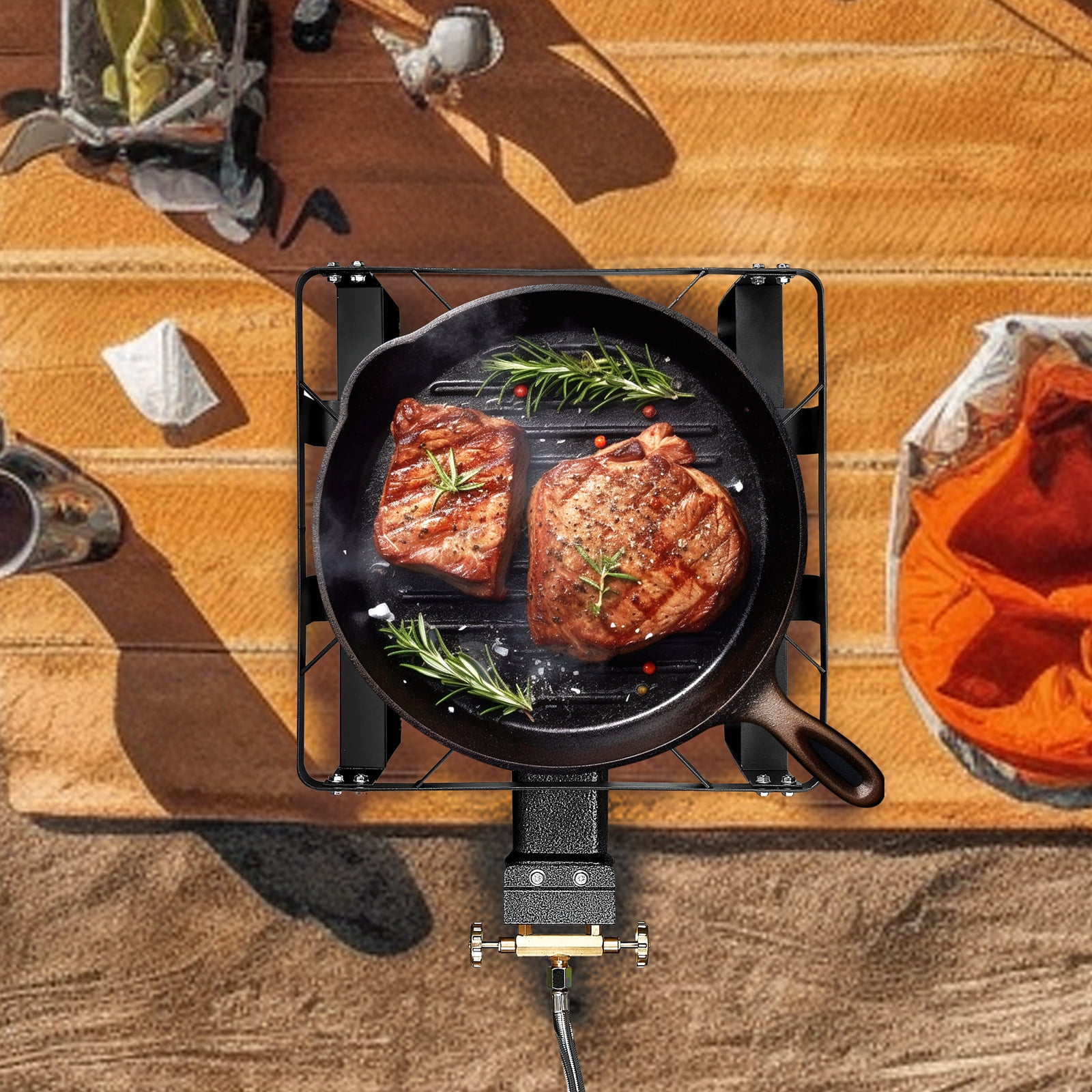 Vivicreate 185000 BTU camping outdoor cast iron party camp garden stove grill propane gas burner include CSA listed regulator and gas pipe