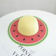 thumbnail image 4 of Sombreros de paja de sandía roja para niñas, sombrero de verano para niños para viajes en la playa, senderismo, 4 of 5