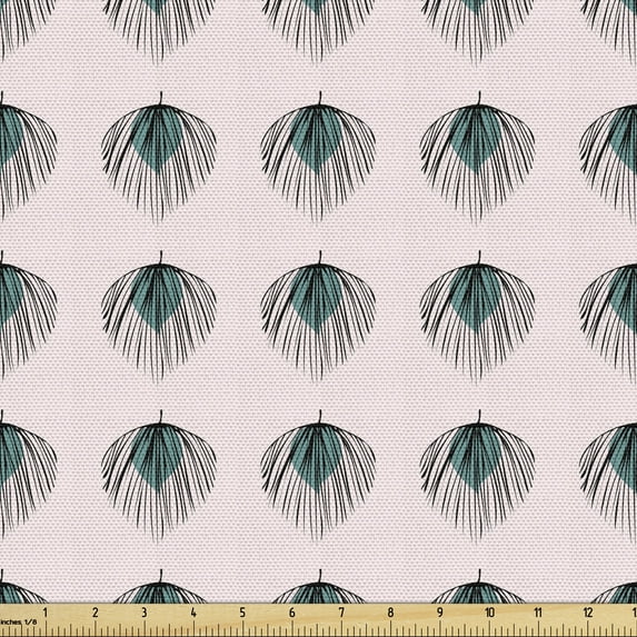 Modern Upholstery Fabric by the Yard, Tropical Leaves Motif Foliage Jungle Bohemian Botany Palm Flora Hipster, Decorative Fabric for DIY and Home Accents, Teal Pale Pink Grey by Ambesonne