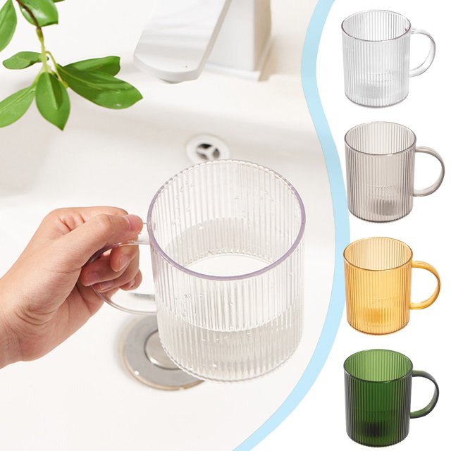 Vaso transparente para enjuague bucal, vaso transparente para cepillos, diseño de asa, excelente estética, para niños, uso dental, elegante frasco de plástico. Blaxill