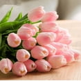 thumbnail image 5 of 12 flores artificiales de tulipanes de color rosa claro, flores de plástico falsas, decoración para bodas, fiestas, hogar, oficina, bricolaje, 5 of 5