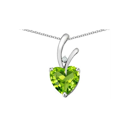 Genuine Peridot Heart Pendant - Star K Heart Shape 8mm Genuine Peridot Endless Love Pendant Necklace