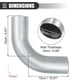 thumbnail image 5 of Tubo de admisi?n de aire de tubo de intercooler de codo de curva de 90 grados universal, 2.5 "OD, 63 mm OD, longitud de pierna 4", 100 mm de longitud de pierna, aleaci?n de aluminio 6061, tono plateado Unique Bargains tubería del intercooler del turbocompresor automotriz, 5 of 7