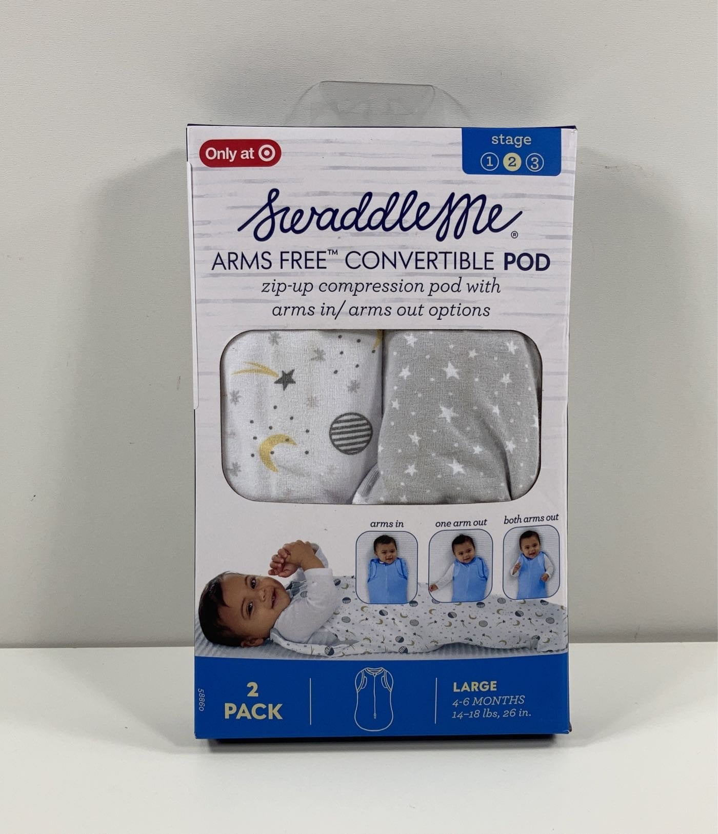 Open Box SwaddleMe Arms Free Convertible Pod, 2pk, Stars/Stars and