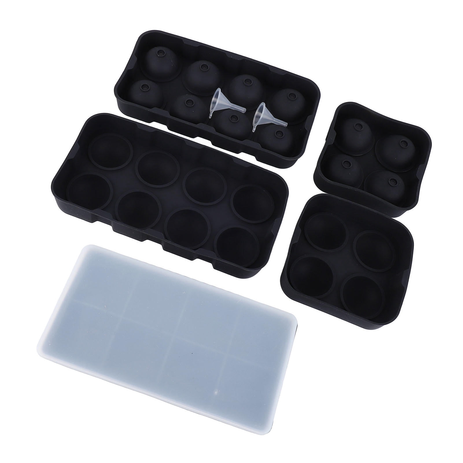 YAHHU Large Silicone Ice Cube Tray with 8 Ball & 4 Square Molds, Lid, Easy Ice Removal for Cocktails & Whiskey