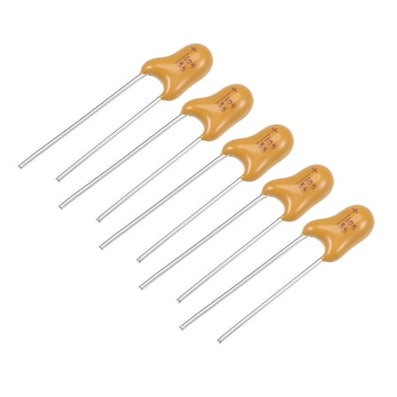 1uF Tantalum Capacitor 35V 2 Pin Yellow Radial Electrolytic Capacitor Dipped Tantalum Bead Capacitors 5pcs