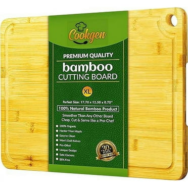 Bamboo Cutting Board Set of 3, In Large, Medium & Small Size, Organic Boards for Kitchen Clearance