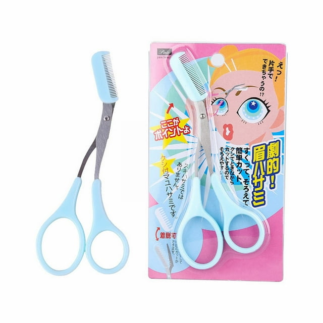 Eyebrow Scissors With Comb Eyebrow Scissors Japanese Eyebrow Scissors Eyebrow Scraper Eyebrow Clipper Novice Eyebrow Comb,Blue Beauty Equipment