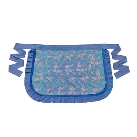 

PEKIOGT Waist Apron Soft Oil Proof Lace Embroidered Women Server Waitress Short Half Apron With 2 Pockets For Kitchen