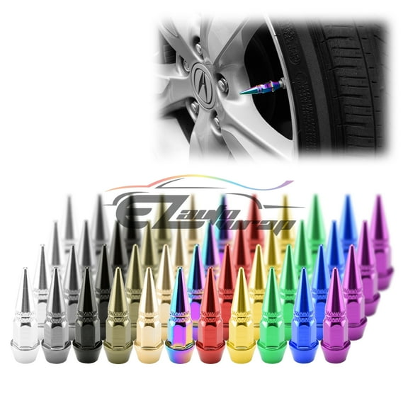 4PCs Neo Chrome Long Spike Wheel Rims Tire Valve Stem Caps Aluminum Thread TVC20