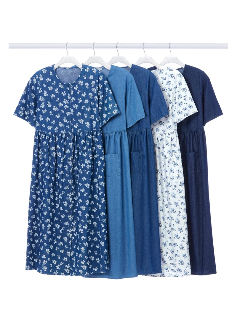 woman within denim dress Woman Within Petite Short-Sleeve Denim Dress