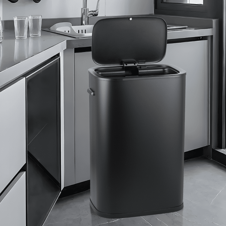 Magshion Kitchen Trash Can 14.5 Gallon Garbage Can Automatic Motion Sensor  Waste Bin Touchless Trash Can with Lid for Home Bathroom Office, Silver 
