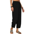 thumbnail image 2 of Blotona Women's Casual Cotton Linen  Wide Leg Long Straight Leg Elastic High Waist Ankle Length Pants Baggy Trousers with Pocket, 2 of 5