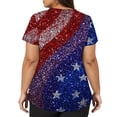 thumbnail image 4 of Iaqnaocc Patriotic Scrub Tops Women 4th of July American Flag Stars Nursing Uniform Fashion V-Neck Side Slits Scrub Shirt Independence Day Short Sleeve Medical Workwear with Pockets Dark Blue XL, 4 of 4