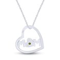 thumbnail image 3 of AFFY Mother's Day Jewelry Gifts Round Cut Simulated Peridot Open Heart Mom Pendant Necklace In 14k White Gold Over Sterling Silver, 3 of 5