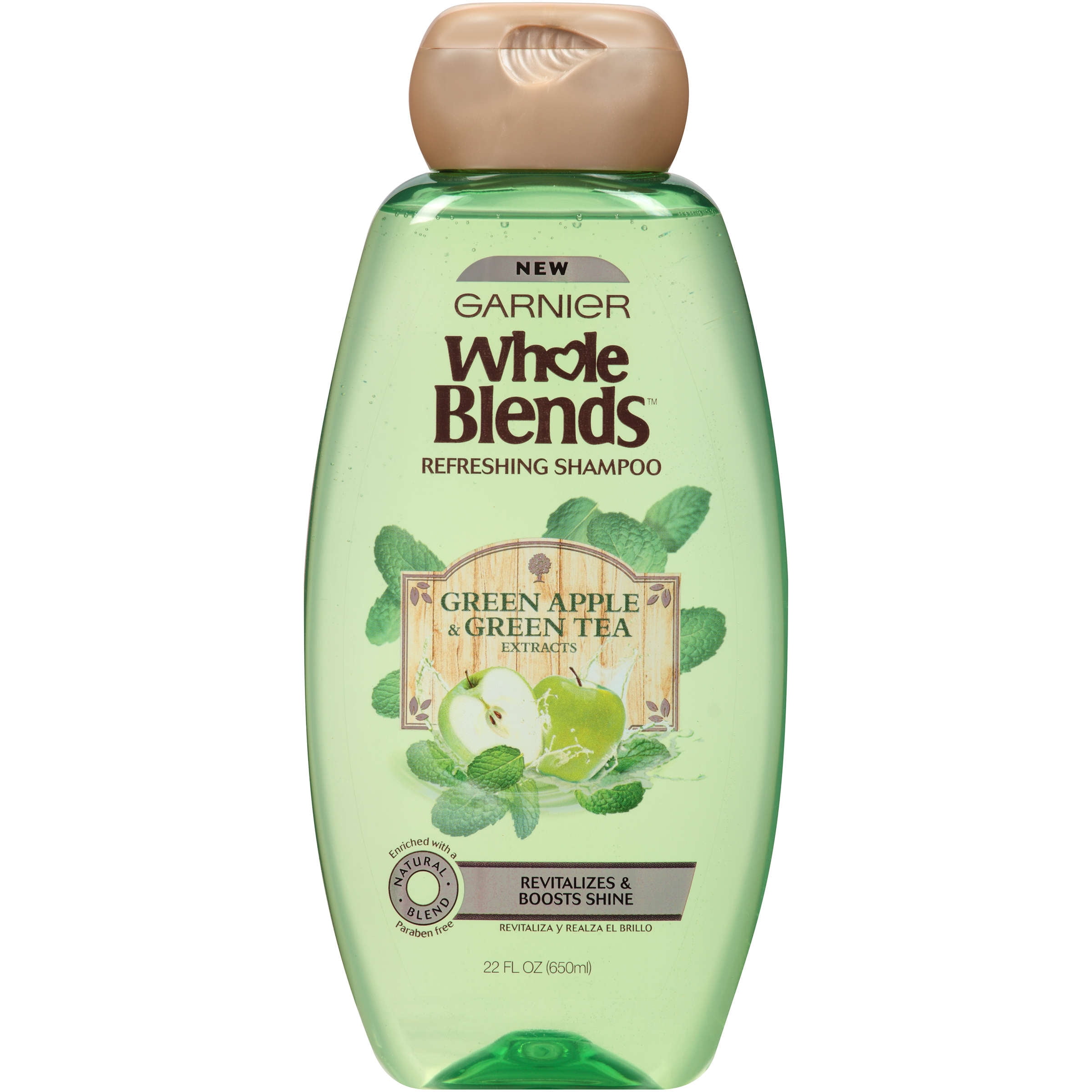 Garnier Whole Blends Refreshing Shampoo, Green Apple & Green Tea, 22 Oz