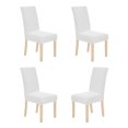 thumbnail image 1 of Deconovo - Funda de silla de comedor de punto jacquard, elástica, lavable y extraíble, de licra, para banquetes, juego de 4, color blanco, 1 of 8