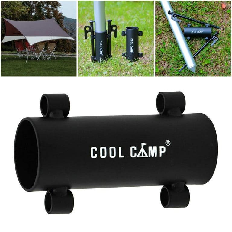 Canopy Pole Holder Camping Travel Awning Rod Support Stand Windproof Fixed  Tent Pole Holder Pegs Stand for Outdoor Camping Tent Sunshade Black