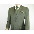 thumbnail image 6 of Men's VITALI Three Piece Suit Vested Sharkskin Sheen Vented M3090 Olive Green, 6 of 14