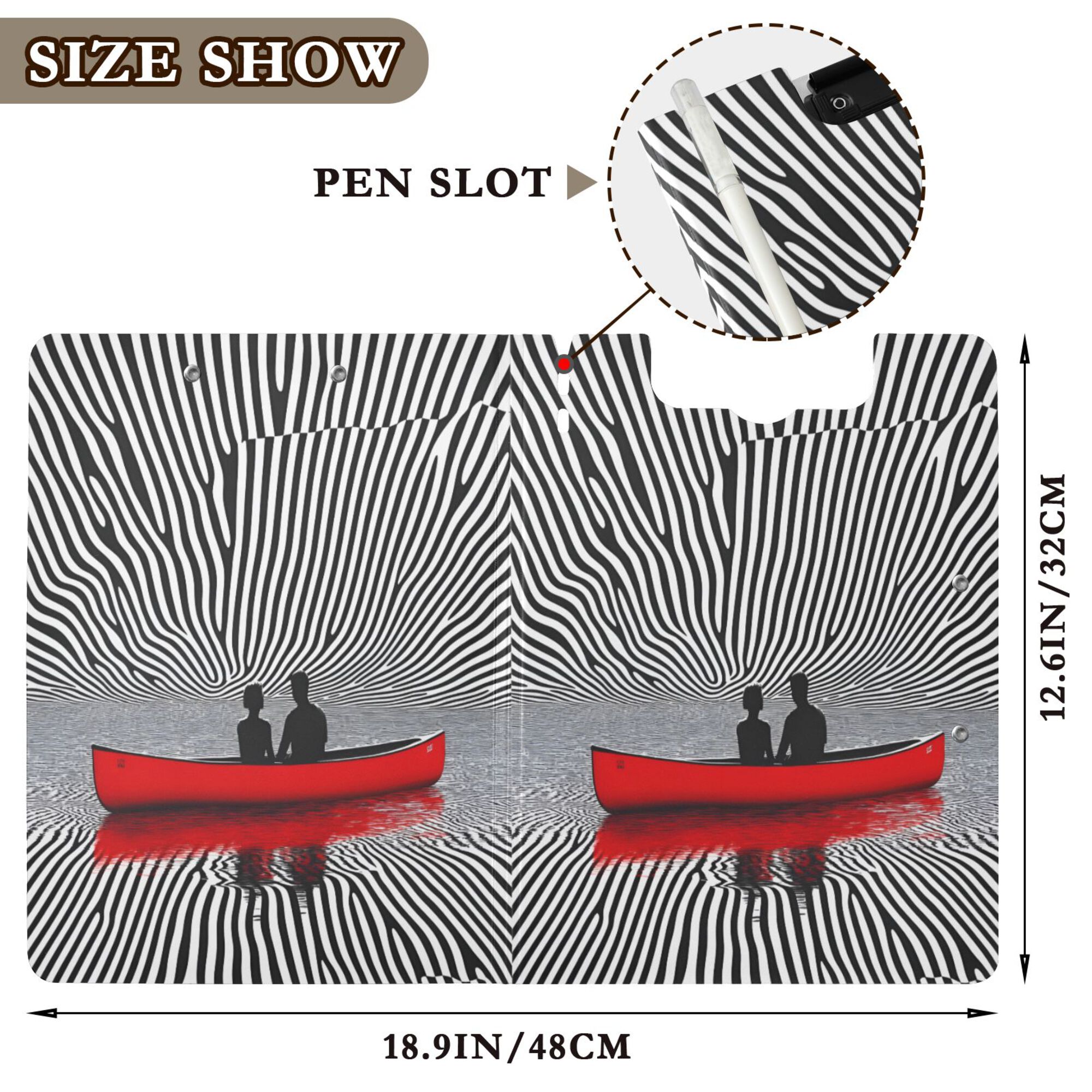 FORMRS A4 Clipboard Folder with Pen Holder Horizontal Foldable School Office Binder, Red Boat