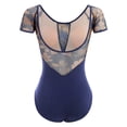 thumbnail image 3 of IBTOM CASTLE Women Ballet Dance Leotards Adult Butterfly Flower Print Backless Gymnastics Leotards with Bra Training Practices XXL Navy Blue Floral, 3 of 8