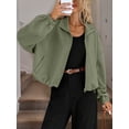 thumbnail image 5 of Women Casual Stand Collar Zip Up Fashion Hem Drawstring Pocket Loose Baseball Jacket with Pockets Army Green S, 5 of 9