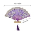 thumbnail image 2 of Unique Bargains 1 Pc Tassel Folding Fan for Masquerade Purple Silk Fabric, 2 of 5