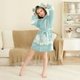 thumbnail image 3 of FORMRS Niños Bathrobe Unisex Hooded Robe Soft Plush Pajamas Sleepwear, Size 10-12T, White Cartoon Swan, 3 of 7